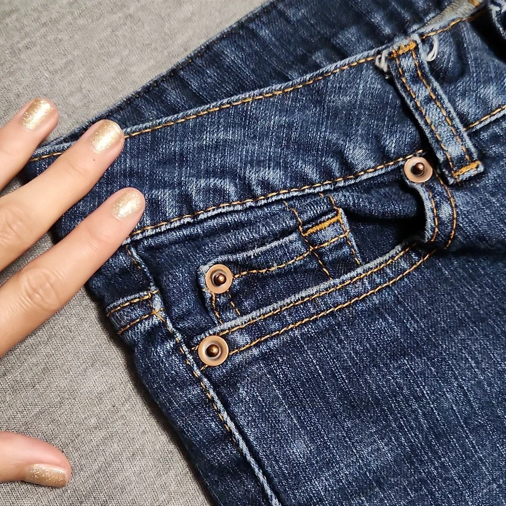 Vintage Y2K Bitten Mid Rise Bootcut Kick Flare Leg Blue Denim Jeans - Picture 10 of 12
